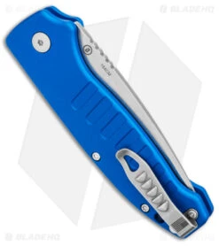 Hogue Ballista Drop Point Automatic Knife Matte Blue (3.5" Tumbled) 64133 -Knives Shop Hogue Ballista Auto Matte Blue DP Tumbled BHQ 140240 jr side
