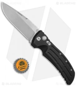 Hogue EX-A01 Automatic Drop Point Knife Black Aluminum (4" Stonewash) 34116 -Knives Shop Hogue EX A01 DP Black Alum SW 34116 BHQ 68017 jr bottlecap