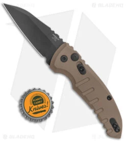 Hogue Knives A01 Microswitch Wharncliffe Automatic Knife FDE (2.6" Black) -Knives Shop Hogue Knives A01 Microswitch Wharncliffe Auto FDE Black BHQ 78915 jr bottlecap