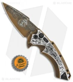 Hogue Knives/Outlaw Ordnance/Manspot X5 Flipper Knife (3.5" Bronze) Exclusive -Knives Shop Hogue Knives EX A05 SP Manspot Exclusive BHQ 105684 jr bottlecap
