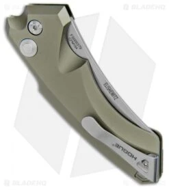 Hogue Knives EX-A05 Wharncliffe Automatic Knife OD Green (3.5" Stonewash) 34521 -Knives Shop Hogue Knives EX A05 Wharncliffe Auto OD Green SW 34521 BHQ 100448 jr side