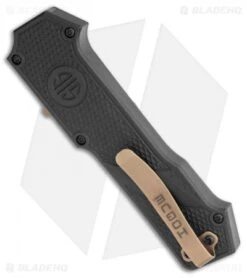 Hogue Knives SIG Compound Scorpion OTF Auto Tanto Black G-10 (3.5" FDE PVD) -Knives Shop Hogue Knives SIG Compound Scorpion OTF Auto Tanto Black G 10 FDE BHQ 118465 jr side