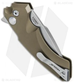 Hogue Knives X5 Spear Point Flipper Knife FDE (3.5" Stonewash) 34574 -Knives Shop Hogue Knives X 5 SP FDE SW 3.5in 34574 BHQ 81371 jr side