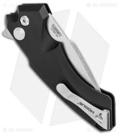 Hogue Knives X5 Flipper Knife Black Aluminum (3.5" Stonewash) 34570 -Knives Shop Hogue Knives X5 SP Flipper Black Alum SW 34570 EXLRSR BHQ 95608 jr side