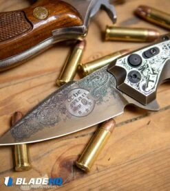 Hogue Knives/Outlaw Ordnance/Manspot X5 Automatic Knife (4" Bronze) Exclusive -Knives Shop Hogue Knives X5 Spear Point Flipper Knife Bronze Manspot Exclusive BHQ 105684 kp 38 special web