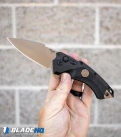 Hogue Sig Sauer X5 Spear Point Flipper Knife Black (3.5" FDE) 36570 -Knives Shop Hogue Sig Sauer X5 Spear Point Flipper Knife Black FDE 36570 BHQ 82849 kp in hand web