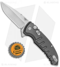 Hogue X1 Microflip Drop Point Flipper Knife Matte Gray (2.6" Stonewash) 24172 -Knives Shop Hogue X1 Microflip DP Flipper Matte Gray SW HOGK24172 BHQ 73363 jr bottlecap