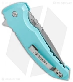 Hogue X1 Microflip Flipper Knife Matte Aquamarine (2.6" Stonewash) 24173 -Knives Shop Hogue X1 Microflip Plunge Matte Aqua Blue SW HO24173 BHQ 73372 jr side