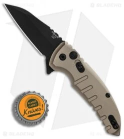 Hogue X1 Microflip Wharncliffe Flipper Knife Matte FDE (2.6" Black) 24167 -Knives Shop Hogue X1 Microflip Wharncliffe Matte FDE Black BHQ 84473 er bottlecap