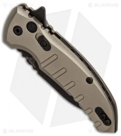 Hogue X1 Microflip Wharncliffe Flipper Knife Matte FDE (2.6" Black) 24167 -Knives Shop Hogue X1 Microflip Wharncliffe Matte FDE Black BHQ 84473 er spine